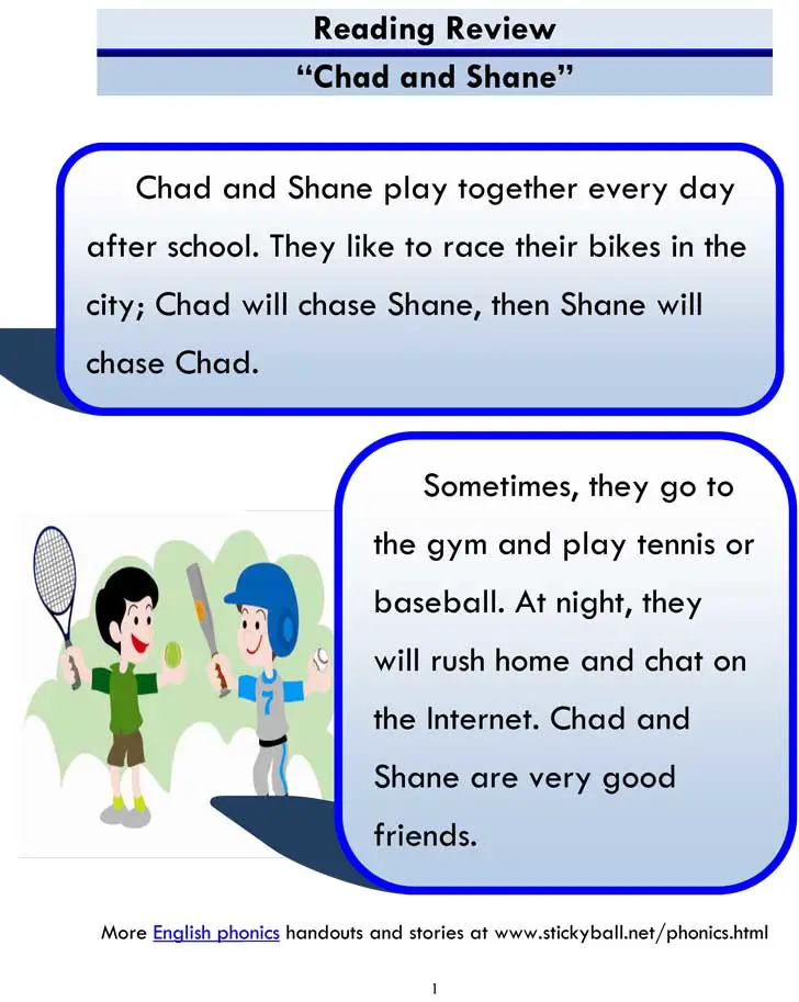 consonant digraphs sh and ch story