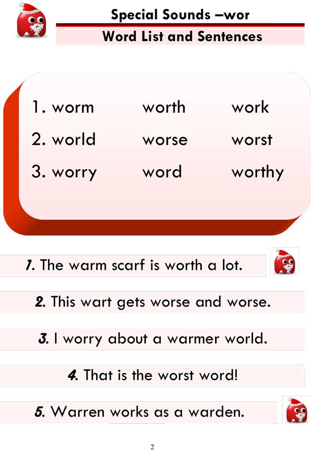 war wor word lists and sentences 2