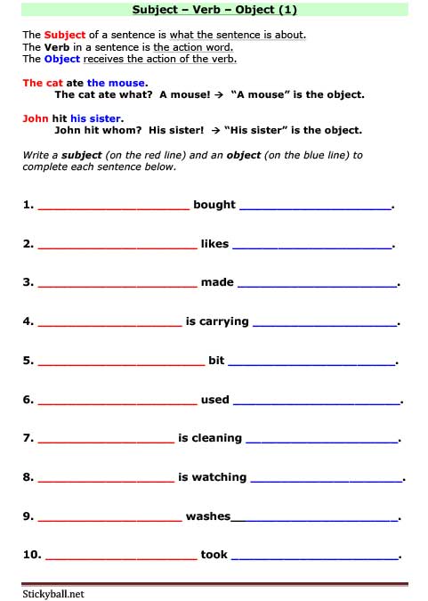 ESL Grammar Introduction To Subject Verb Object