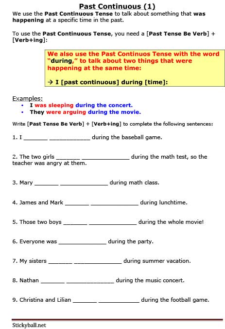 Past Continuous Tense Worksheets For Grade 6 Pdf Malaykosa