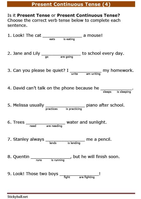 esl grammar present continuous tense comparison with present tense