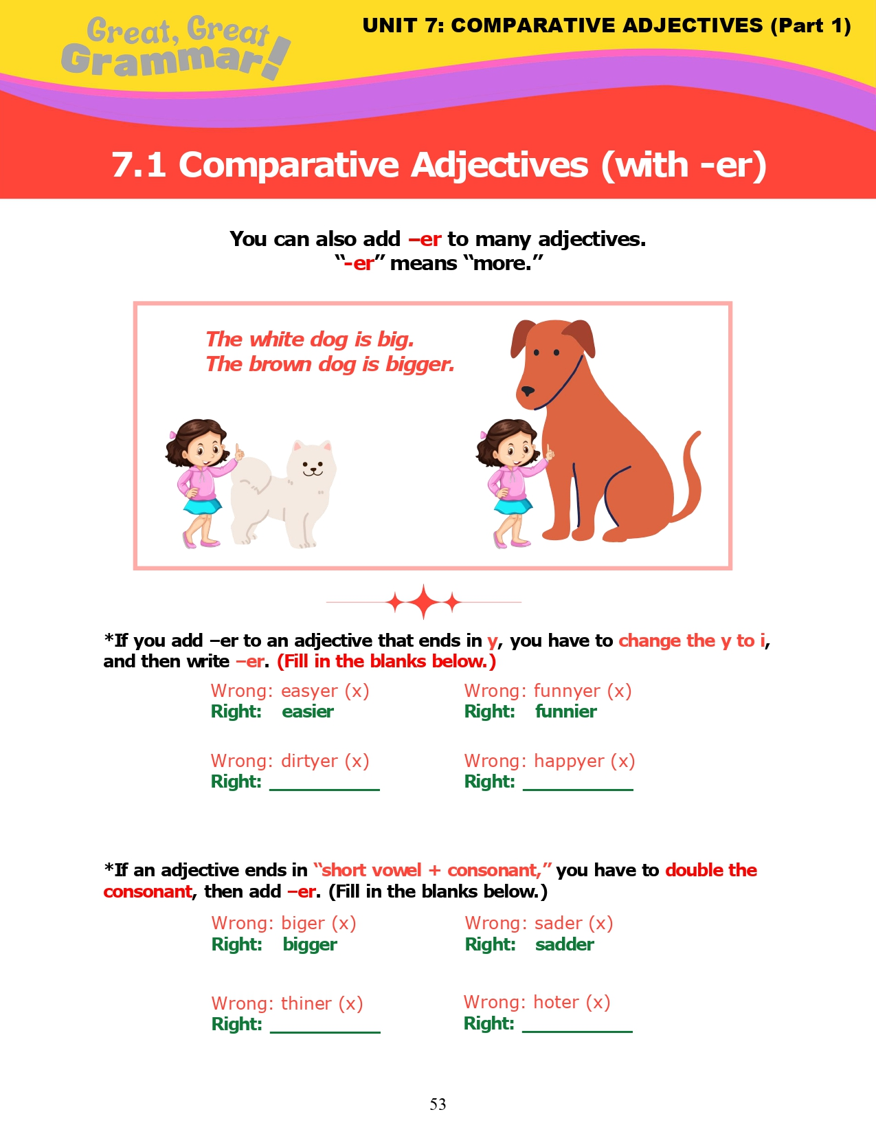 Read more about the article ESL Grammar: COMPARATIVE ADJECTIVES (1) -er