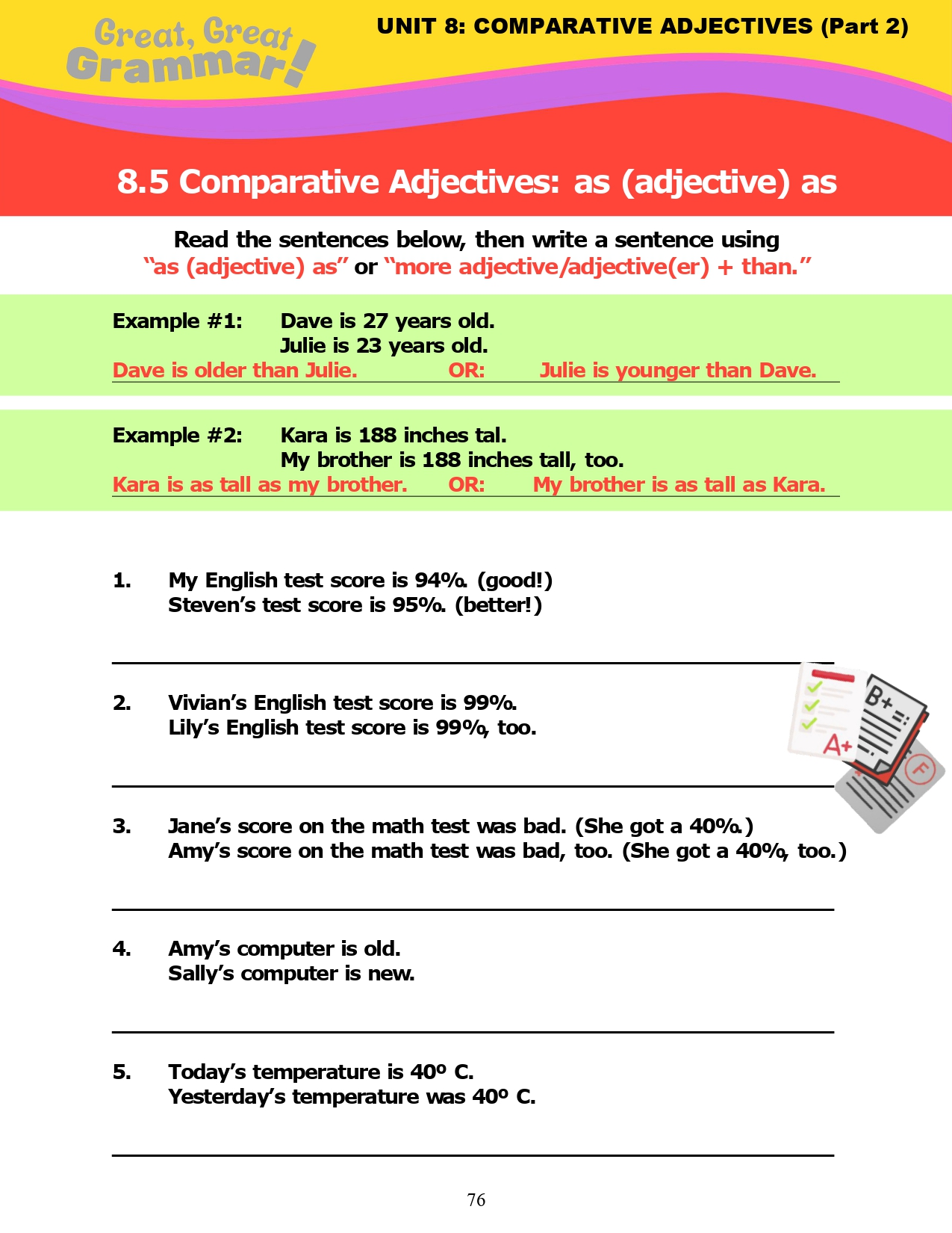 Read more about the article ESL Grammar: COMPARATIVE ADJECTIVES (13): Review