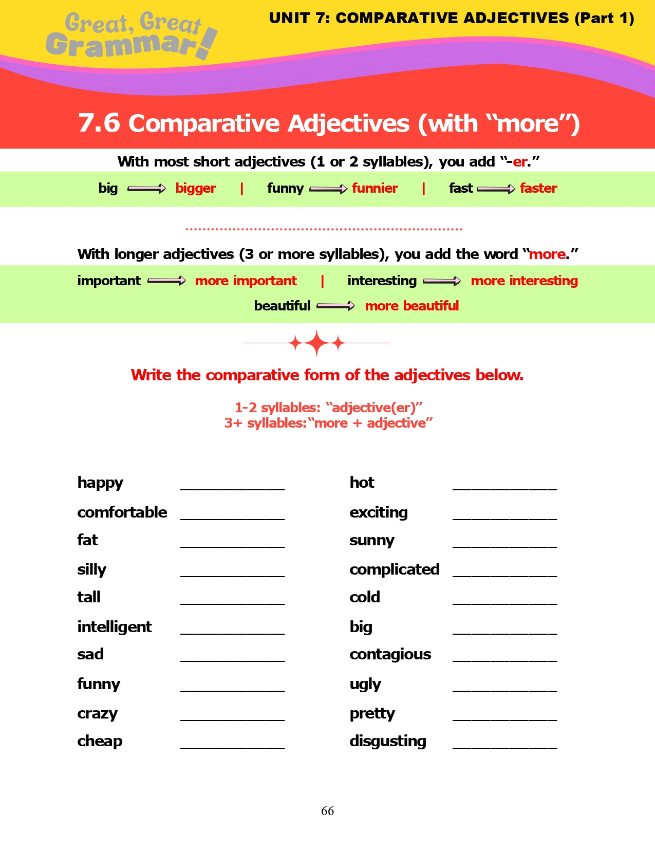 ESL Grammar: COMPARATIVE ADJECTIVES (6) - 