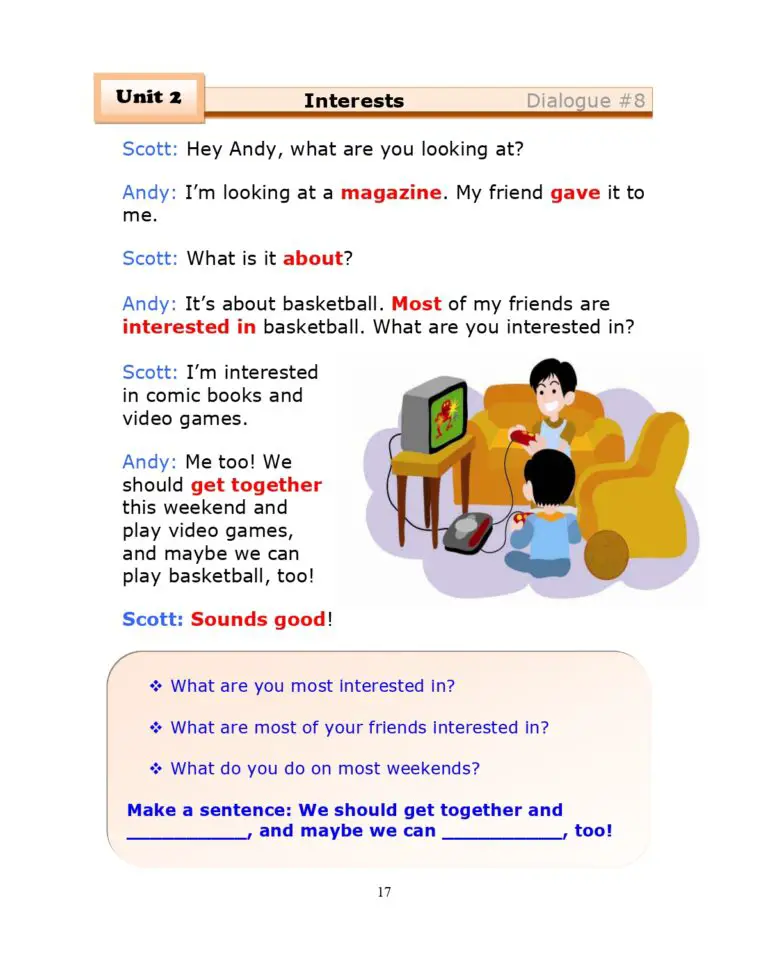 Esl Dialogues Interests Low Intermediate Stickyball Esl Lessons