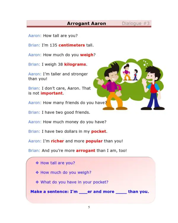 Esl Dialogue Arrogant Aaron Low Intermediate Stickyball Esl Lessons