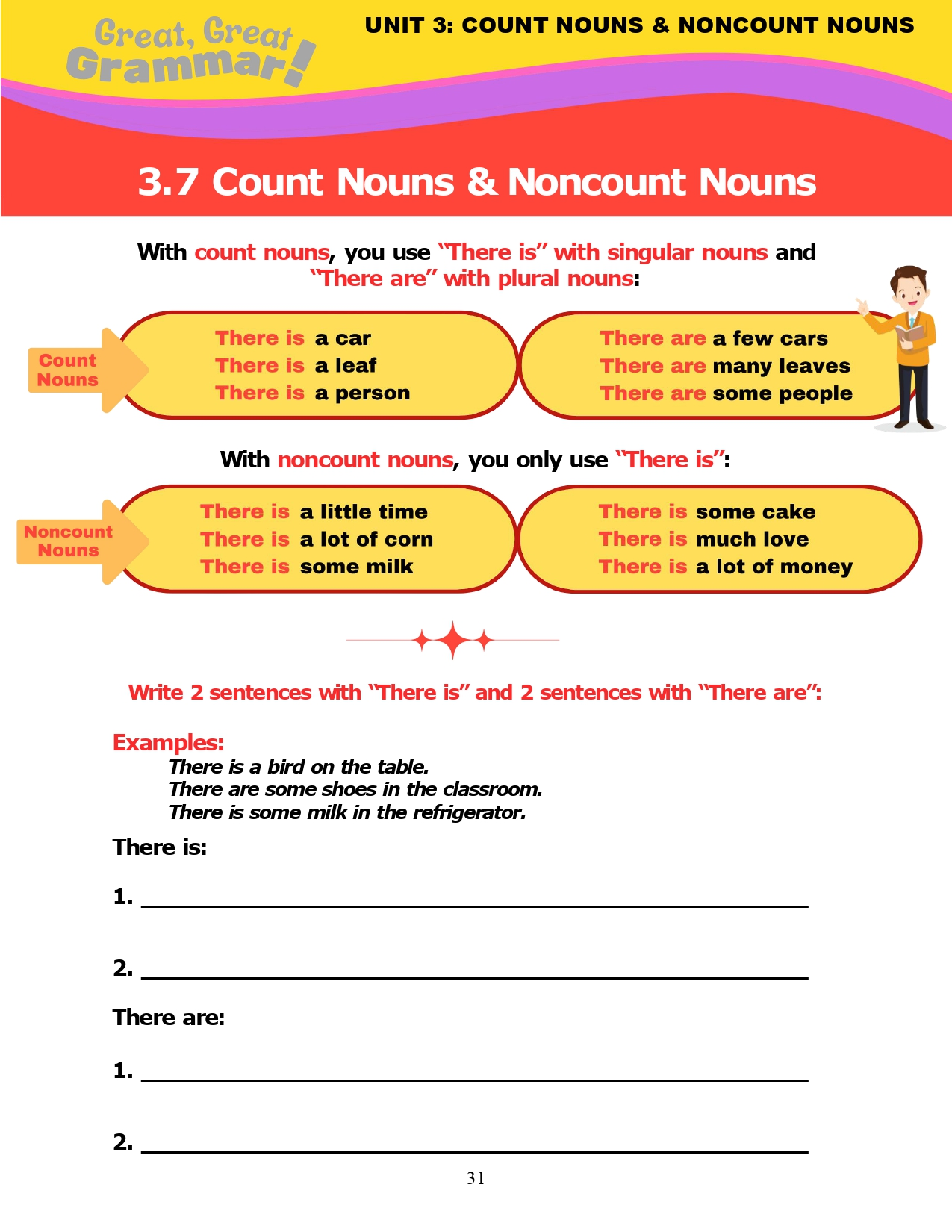 Read more about the article COUNT & NONCOUNT NOUNS (7): “There is” / “There are”