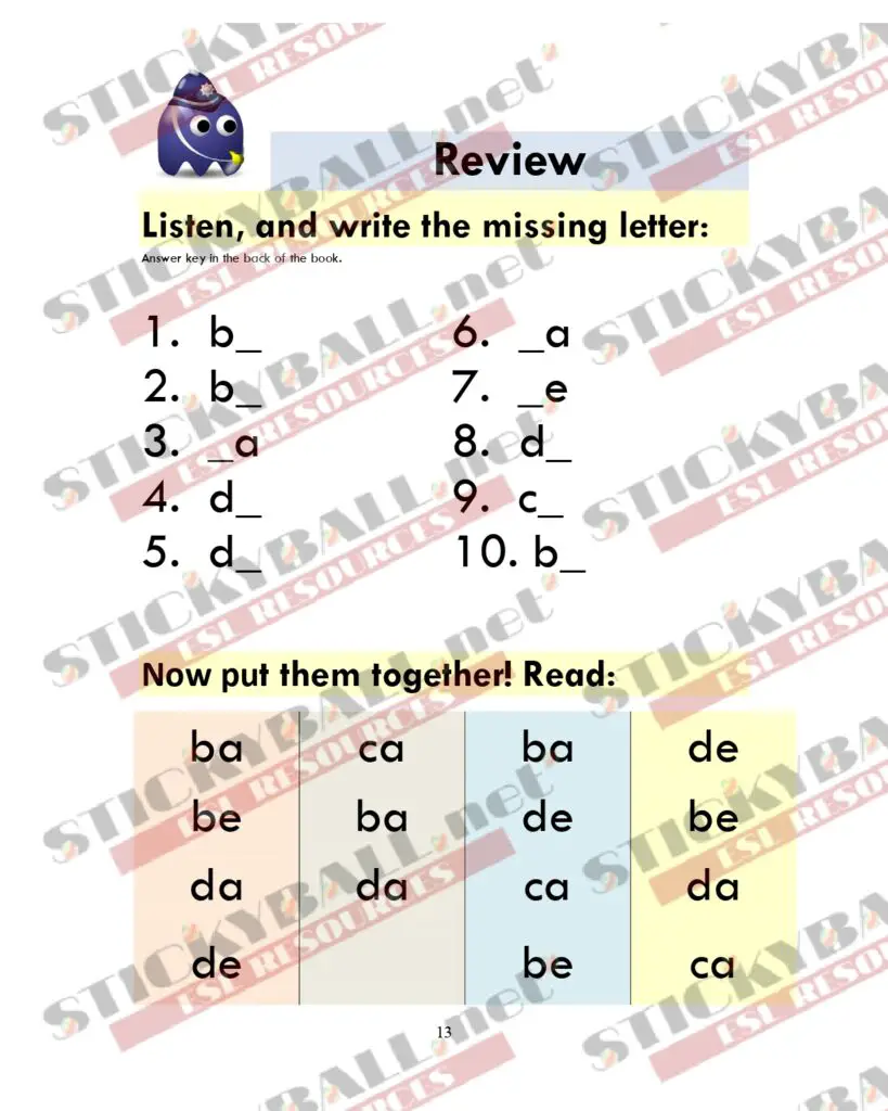 Phonics Monster: Book 1 (The Alphabet) - Stickyball ESL Lessons