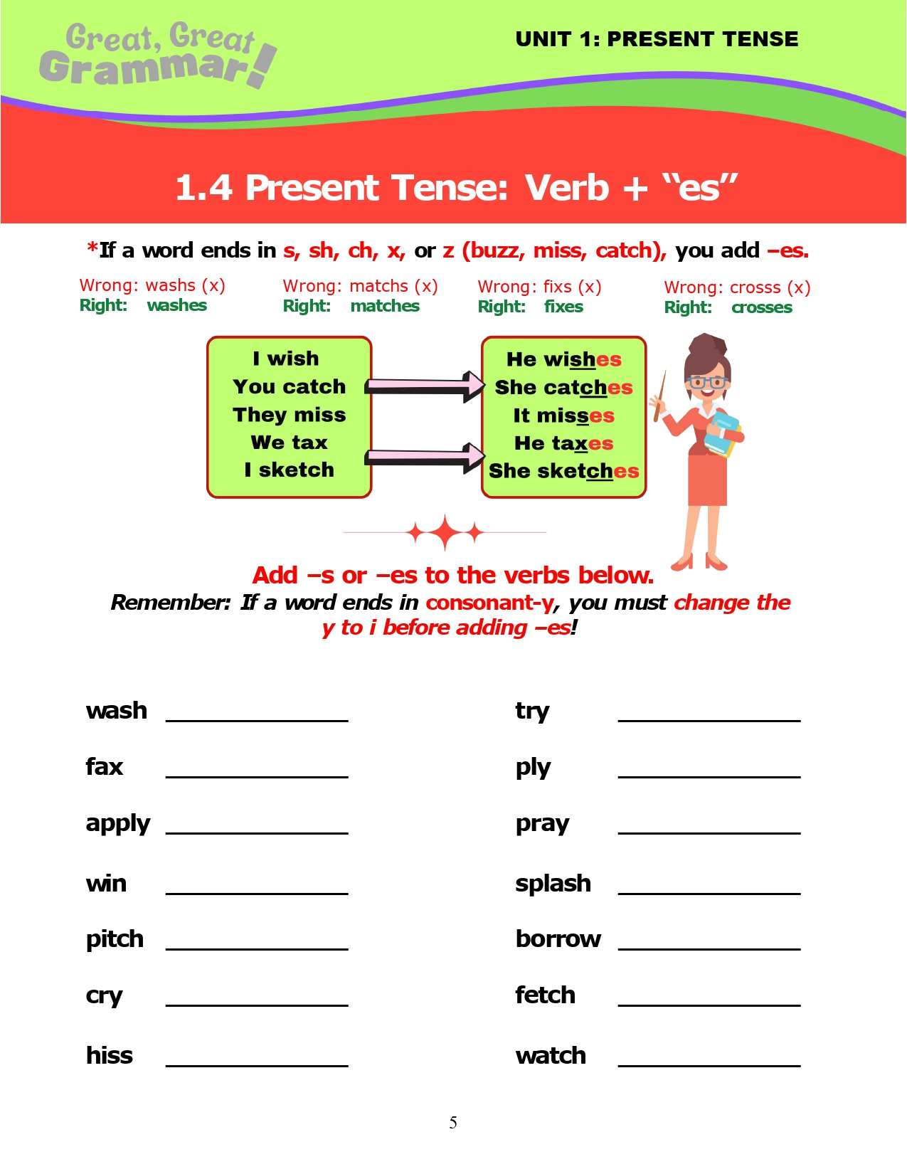 Read more about the article ESL Grammar: PRESENT TENSE (4) -es