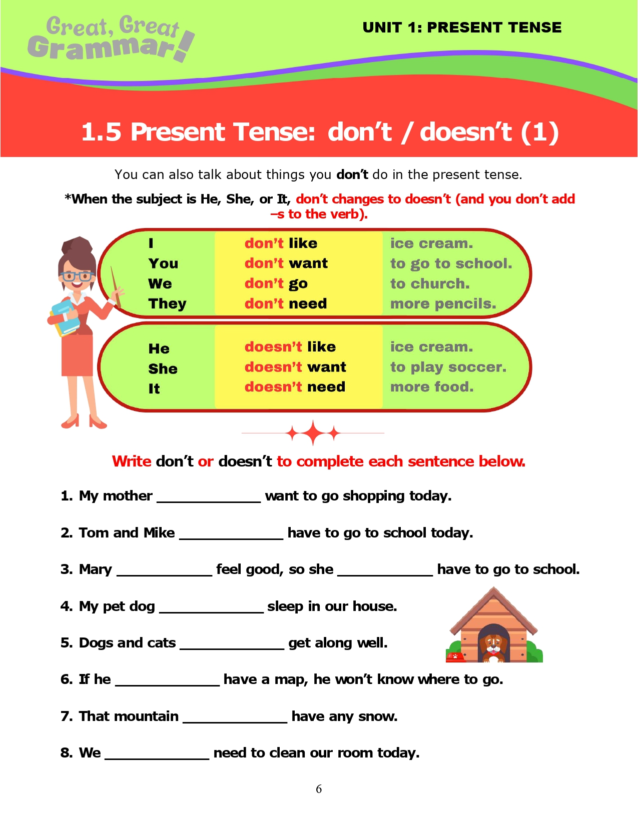 Read more about the article ESL Grammar: PRESENT TENSE (5) – don’t / doesn’t