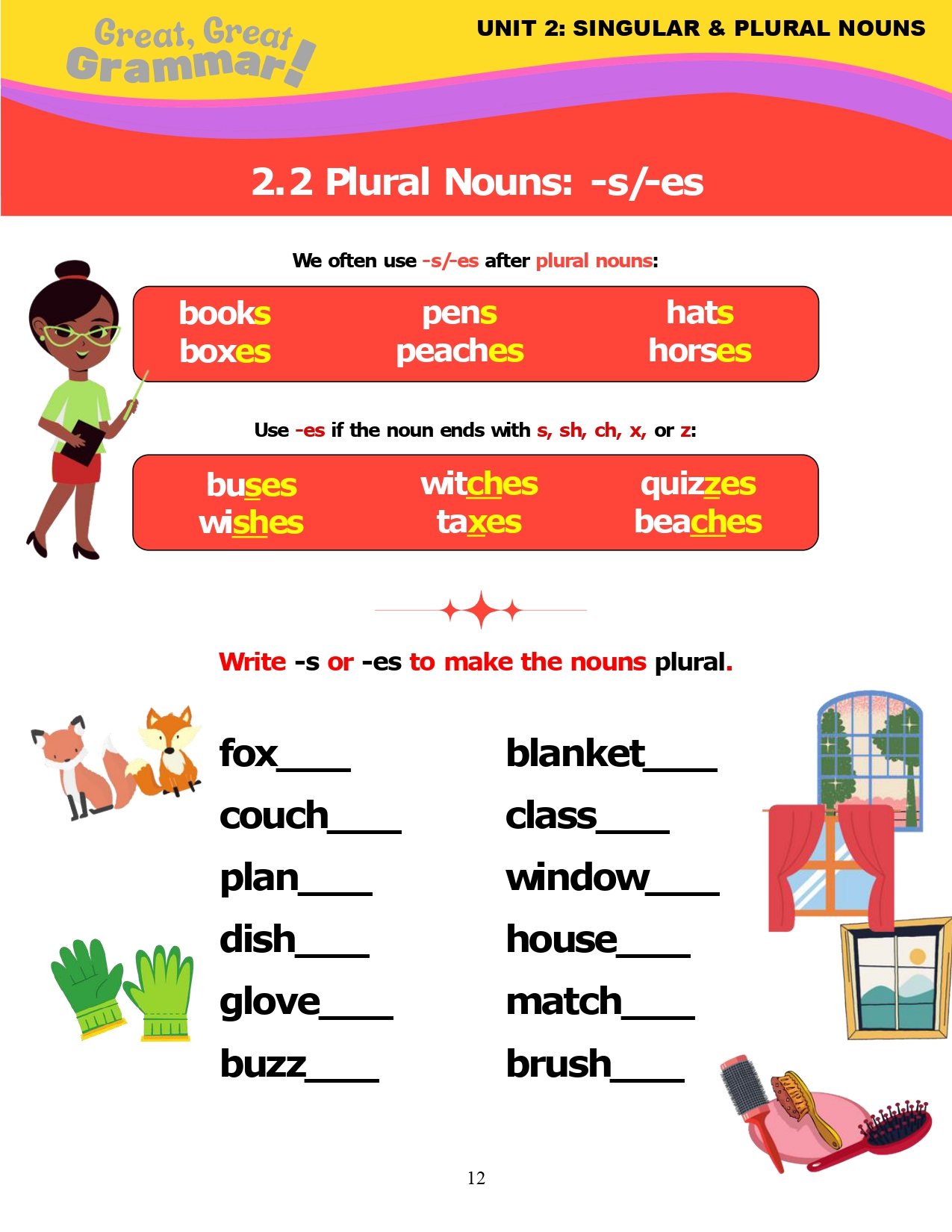 ESL Grammar: PLURAL NOUNS (-s/-es) - Stickyball ESL Lessons