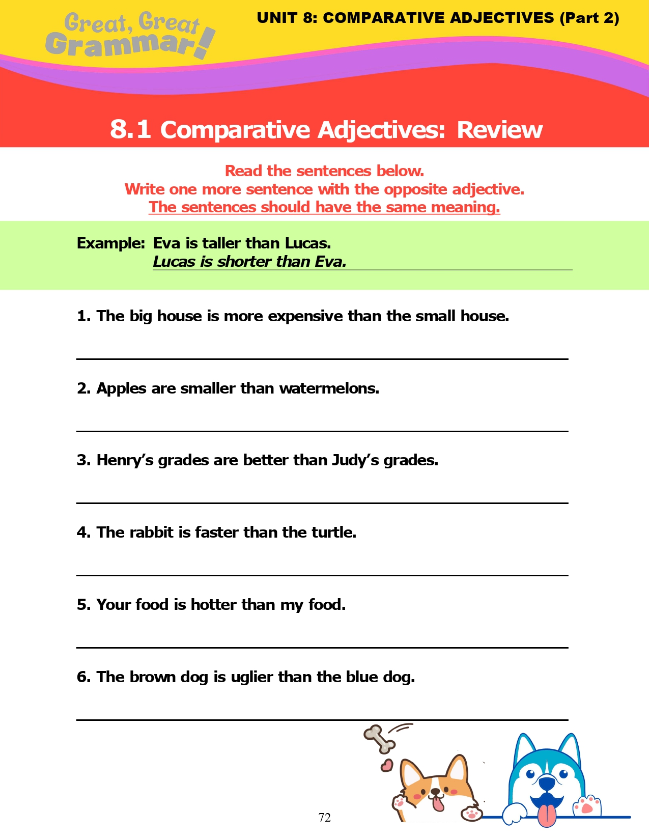 Read more about the article ESL Grammar: COMPARATIVE ADJECTIVES (10): Comparative Sentences with Opposites