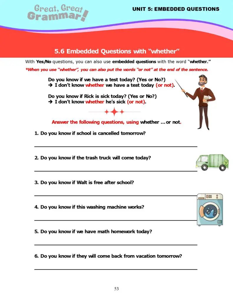 ESL Grammar: Embedded Questions with "whether...or not." 