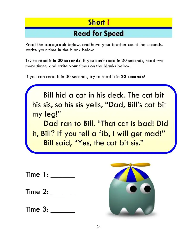 ESL Phonics: Short "i" - Speed Reading