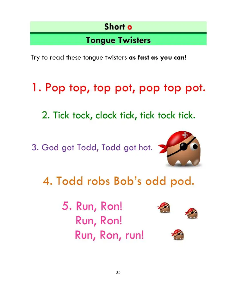 ESL Phonics: Short "o" - Tongue Twisters.