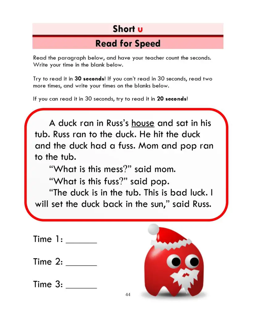 ESL Phonics: Short u - Speed Reading