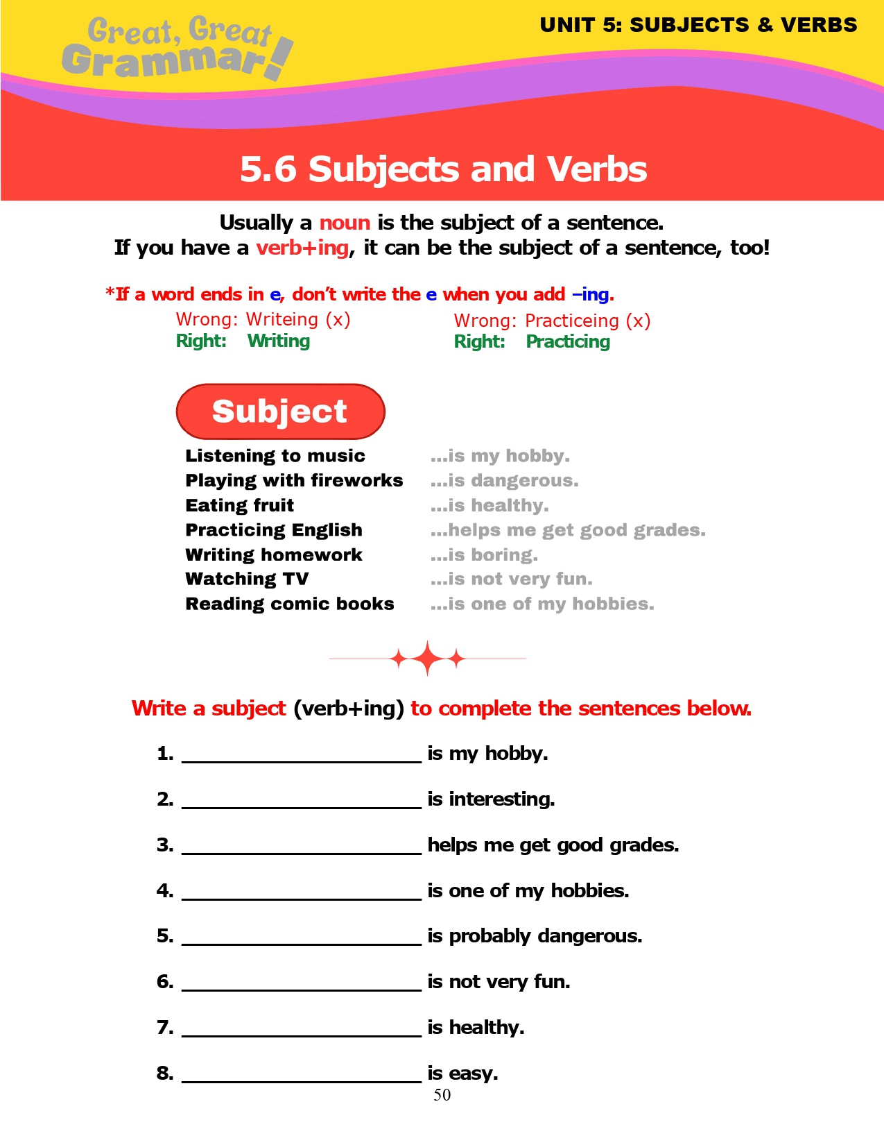 Read more about the article ESL Grammar: SUBJECTS AND VERBS (5) – Gerunds (verb+ing) as Subjects