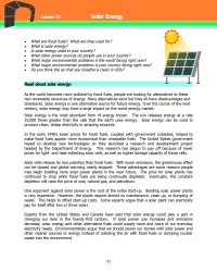 Adult ESL Lessons - Solar Energy